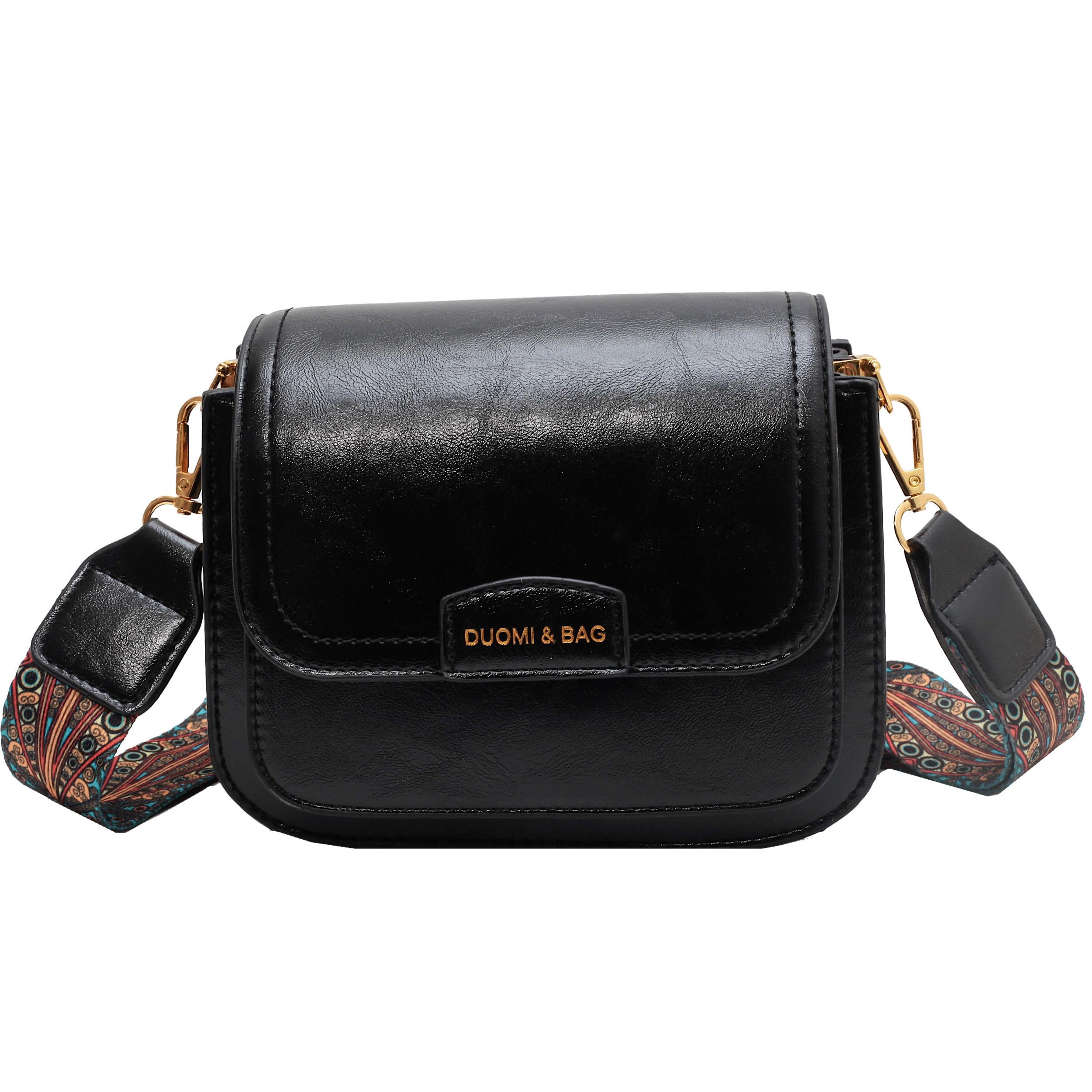 Vintage Pattern Crossbody Bag with Wide Strap