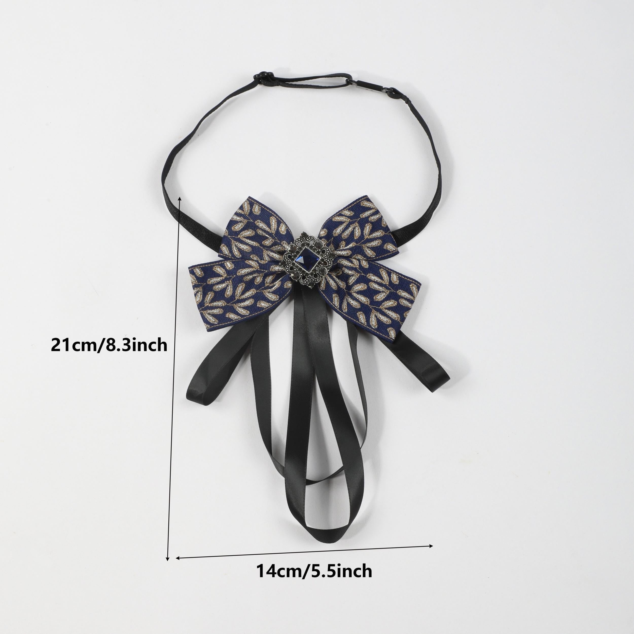 Men's Suit Retro Sapphire Plant Pattern Streamer Tassel Collar Bow Tie