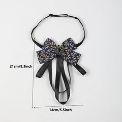 Men's Suit Retro Sapphire Plant Pattern Streamer Tassel Collar Bow Tie