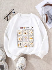 Girls' Smile Ducks Graphic Crew Neck Sweatshirt Pullovers for Kids