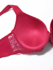  Bra Women's Plus Mini Bow Knot Contrast Lace Trim Bra