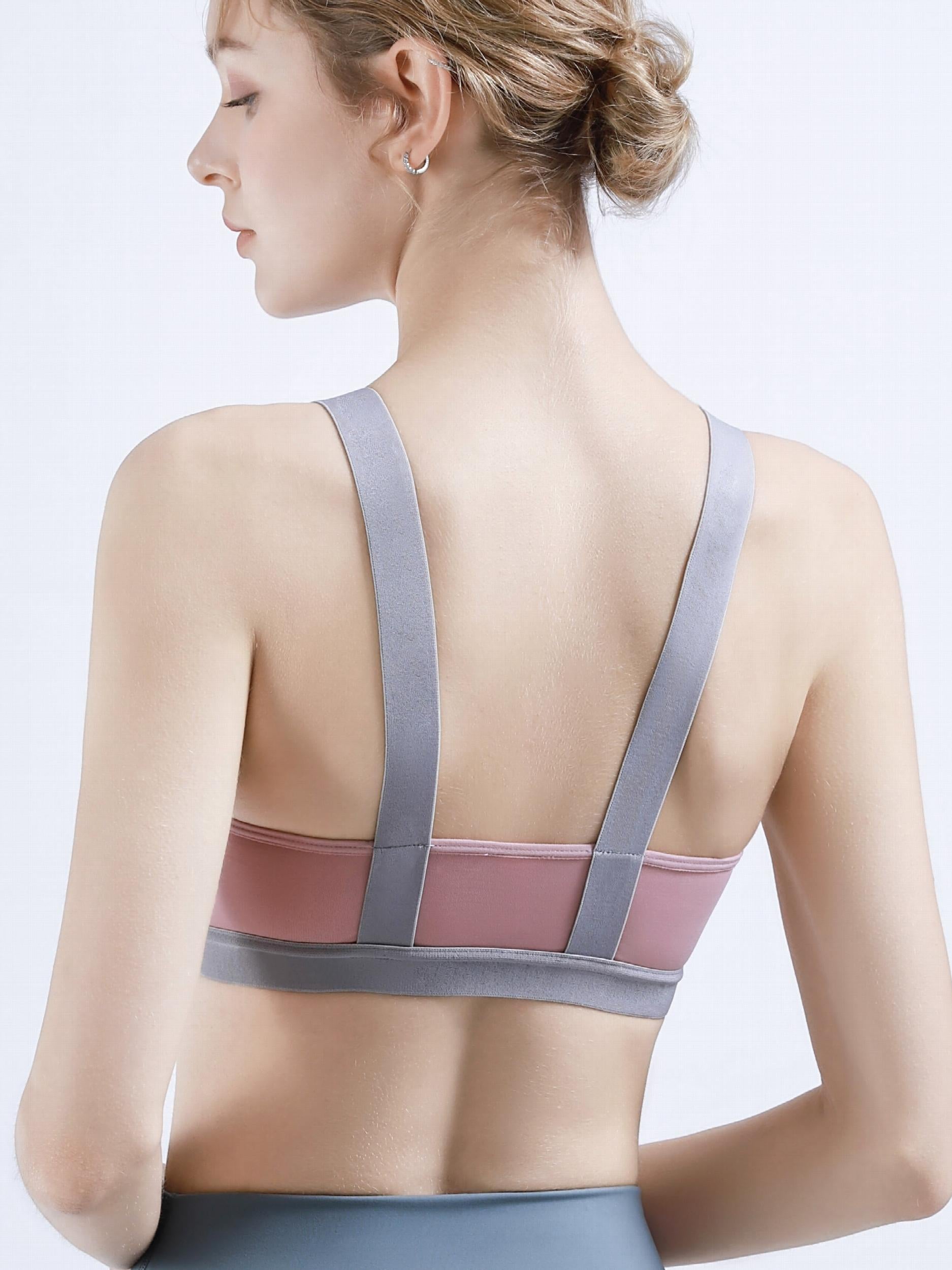 Wide Straps Contrast Tank Sports Bra High Stretch Intimates Bra