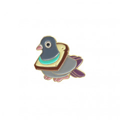 Grey Pigeon Brooch Toast Bread Design
