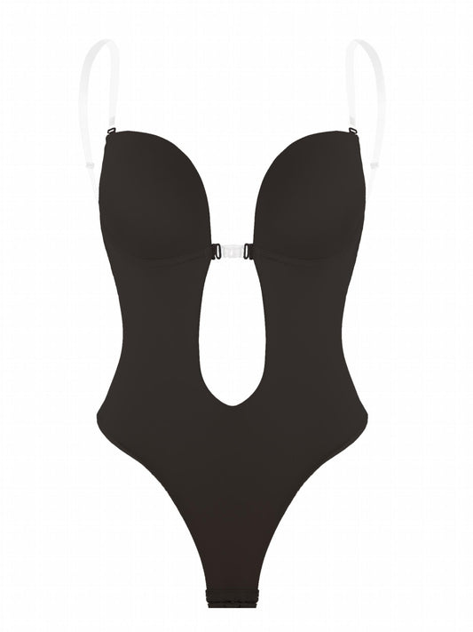 Sheer Straps Shaping Bodysuit Tummy Control Slimmer Slip Body Shaper