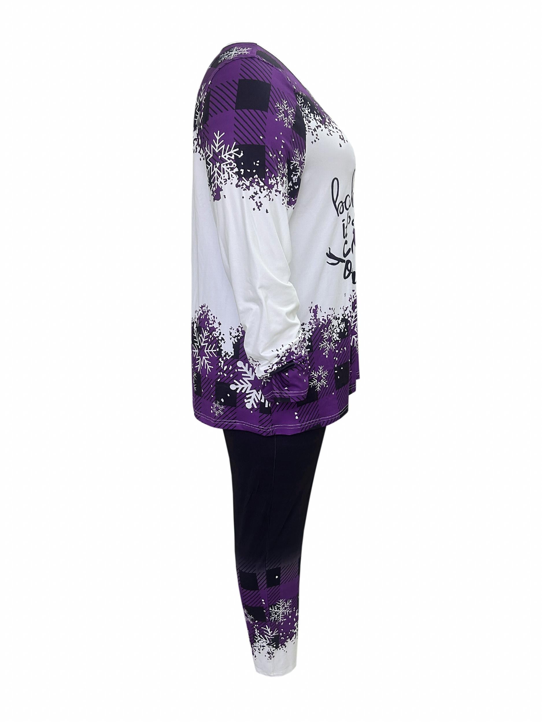  Christmas Snowman Print Tunic Top & Leggings Set