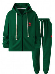 Men's Sports Suit Chest Pattern Hooded Jacket & Drawstring Pants