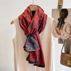 Vintage Inspired Double Sided Large Shawl Sun Protection Blanket Neck Scarf