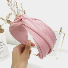 Women's Satin Cross Knotted Wide Headband Solid Hair Accessories