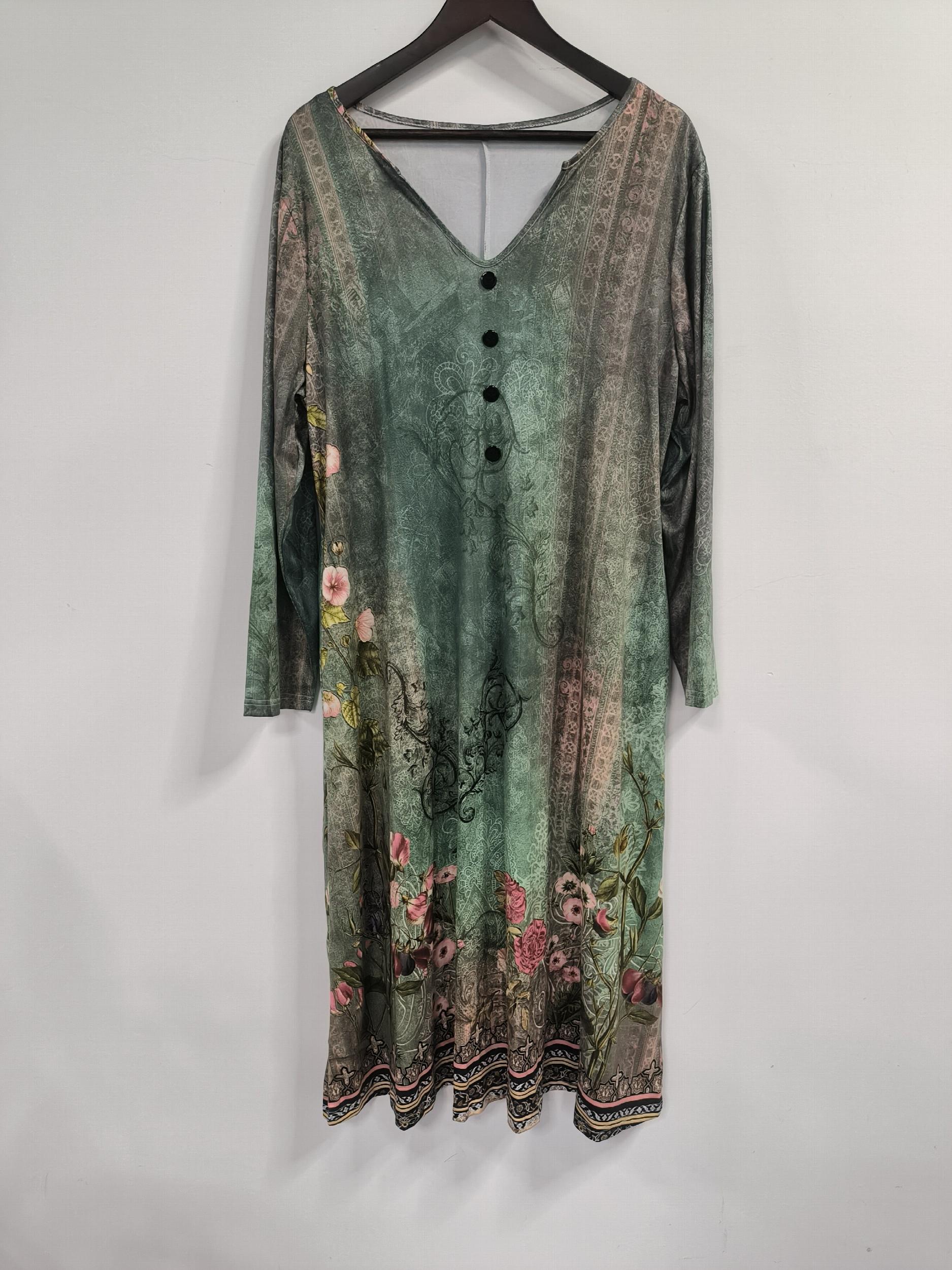  Floral Print Long Sleeve Casual Dress with Pockets