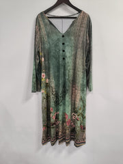  Floral Print Long Sleeve Casual Dress with Pockets