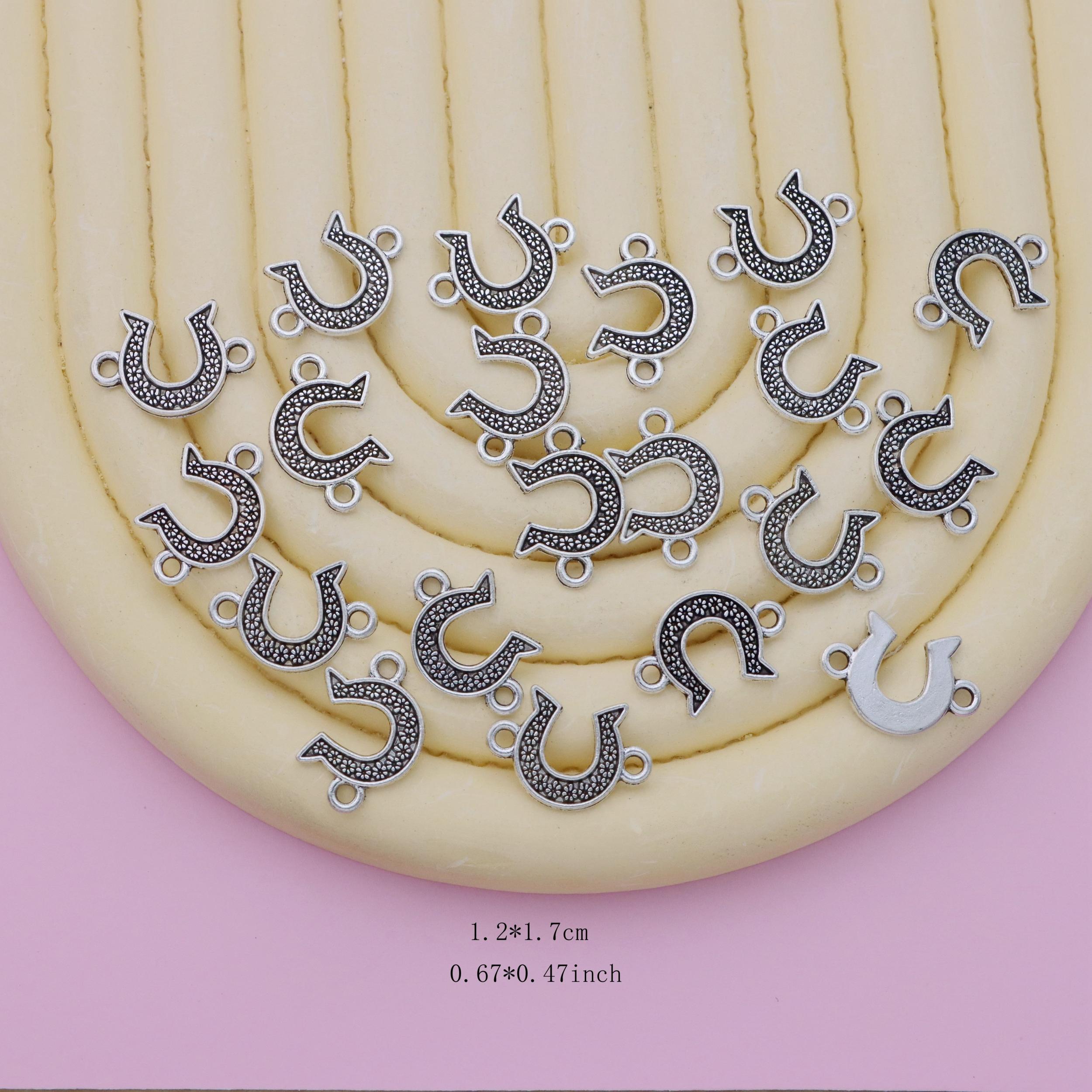 20pcs Antique Silver Charms Horseshoe Spacer Beads Vintage U Shape Loose Beads
