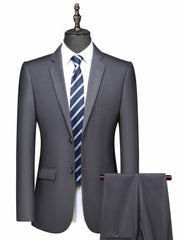 Men's Two Button Suit Jacket & Dress Pants Set - Business Dinner Wedding