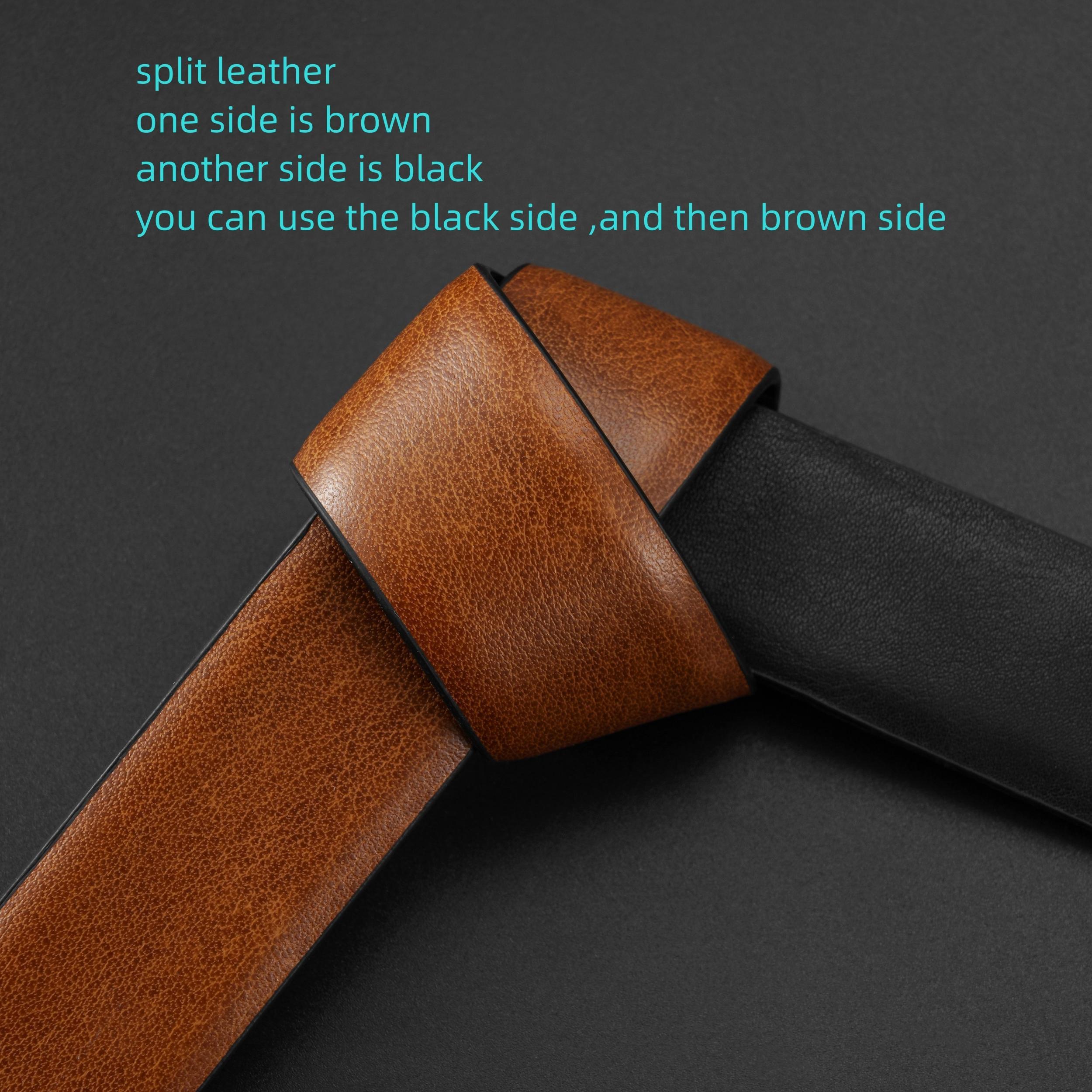  Vintage Leather Belt Reversible Pin Buckle Belt