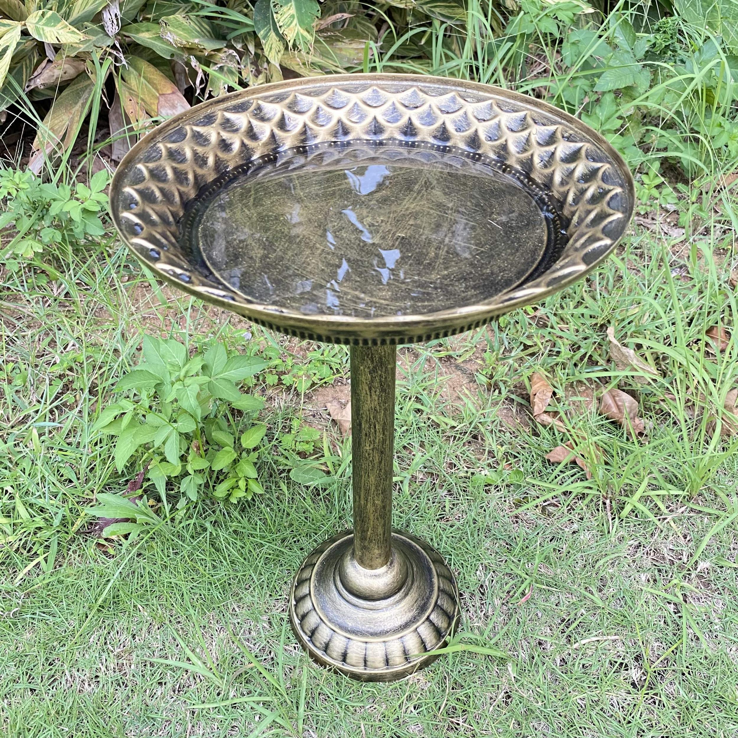 Bird Bath with Metal Stake Stand for Garden