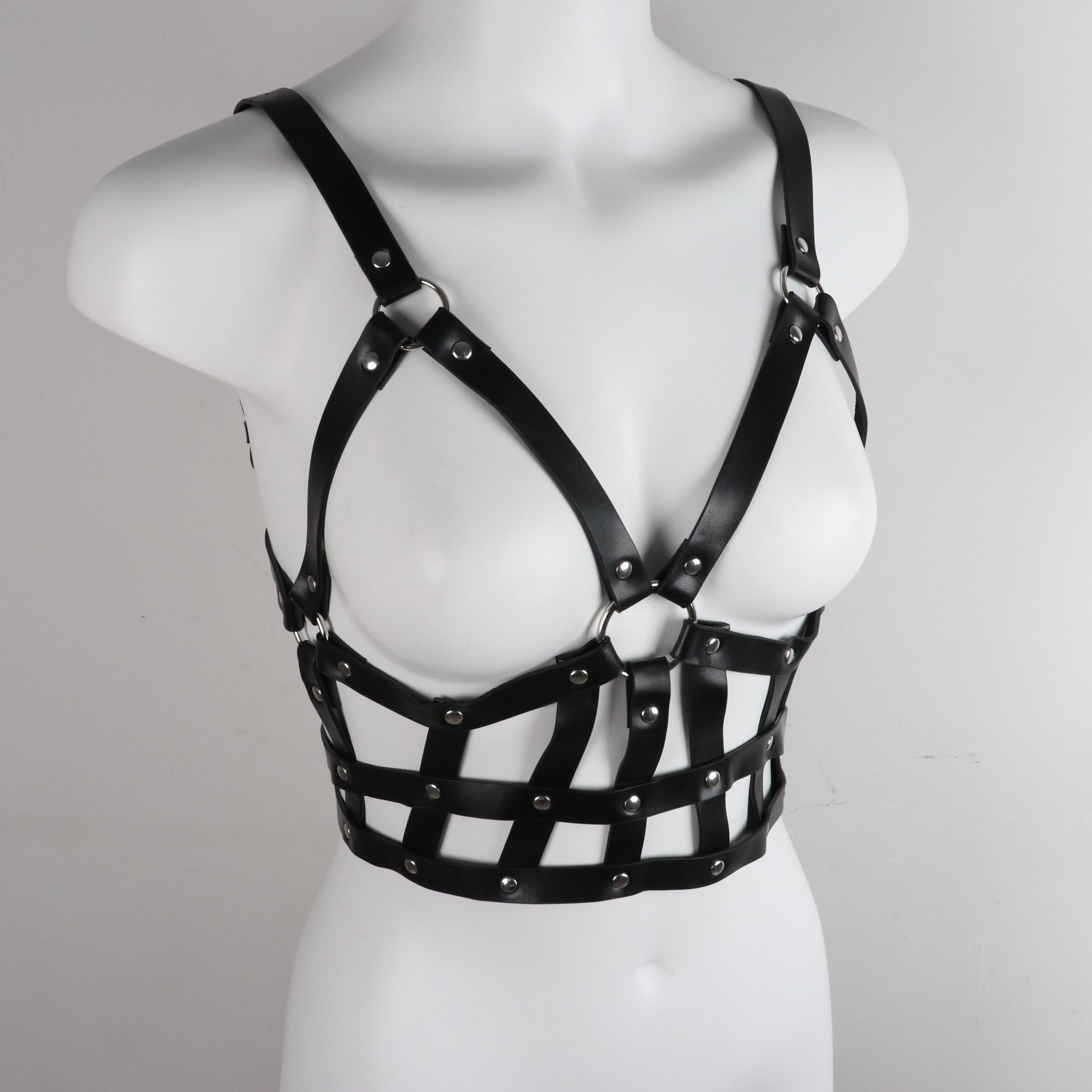 Punk Rivet Caged Bra Harness PU Leather Body Harness
