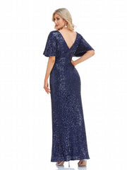 Sequin Mother Of The Bride Dress Surplice Neck Maxi Dress
