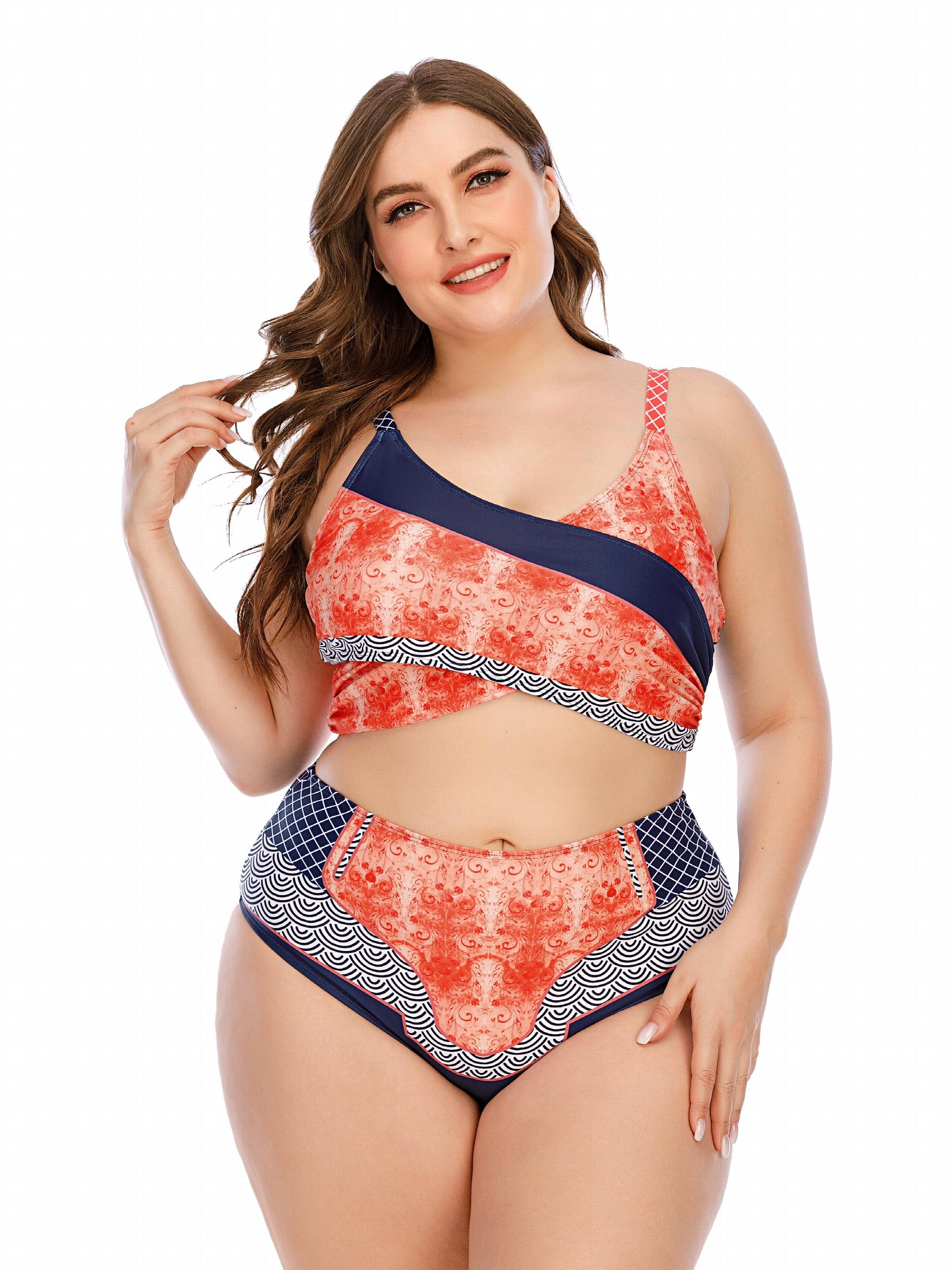  Colorblock Bikini Set Crop Tank Top & Underwear Swimsuit