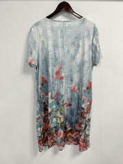  Floral Print Short Sleeve Round Neck Dress with Pockets