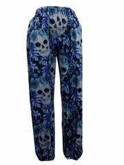 Women's Plus Floral Skull Print Jogger Trousers