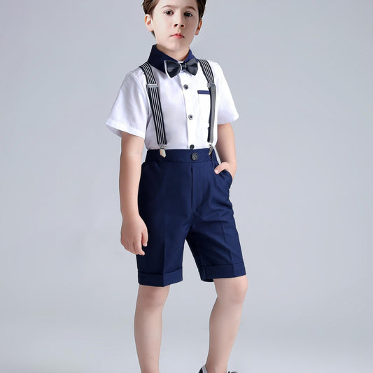 Summer Boy's Gentleman Style Suit Set with Bow Tie