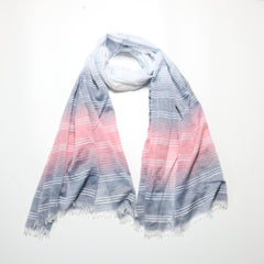 Gradient Striped Scarf Casual Frayed Edge Shawl