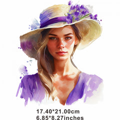 Hand painted Purple Hat Ladies Heat Transfer Film