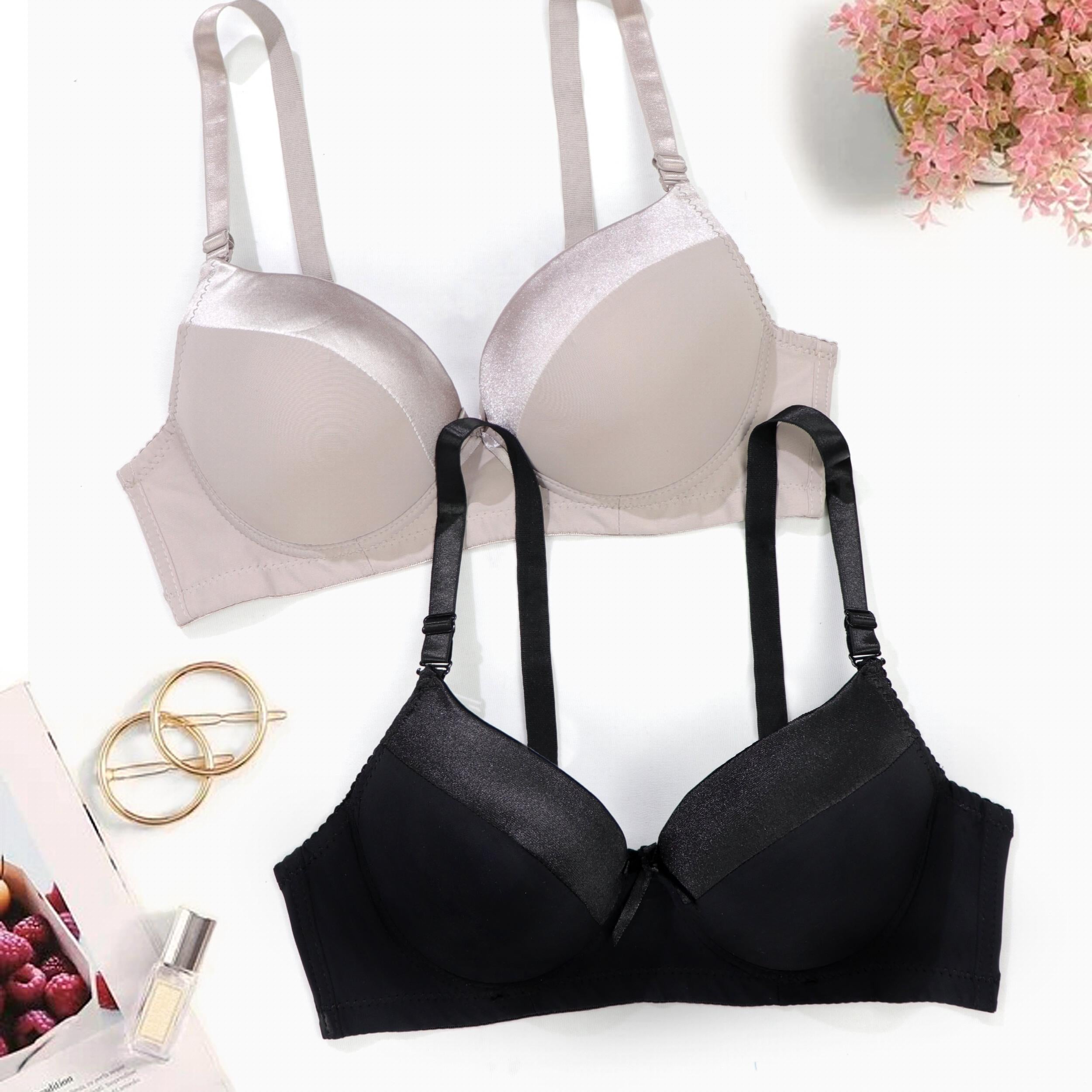 Comfy Push Up Bras Solid T Shirt Style Breathable Women's Lingerie