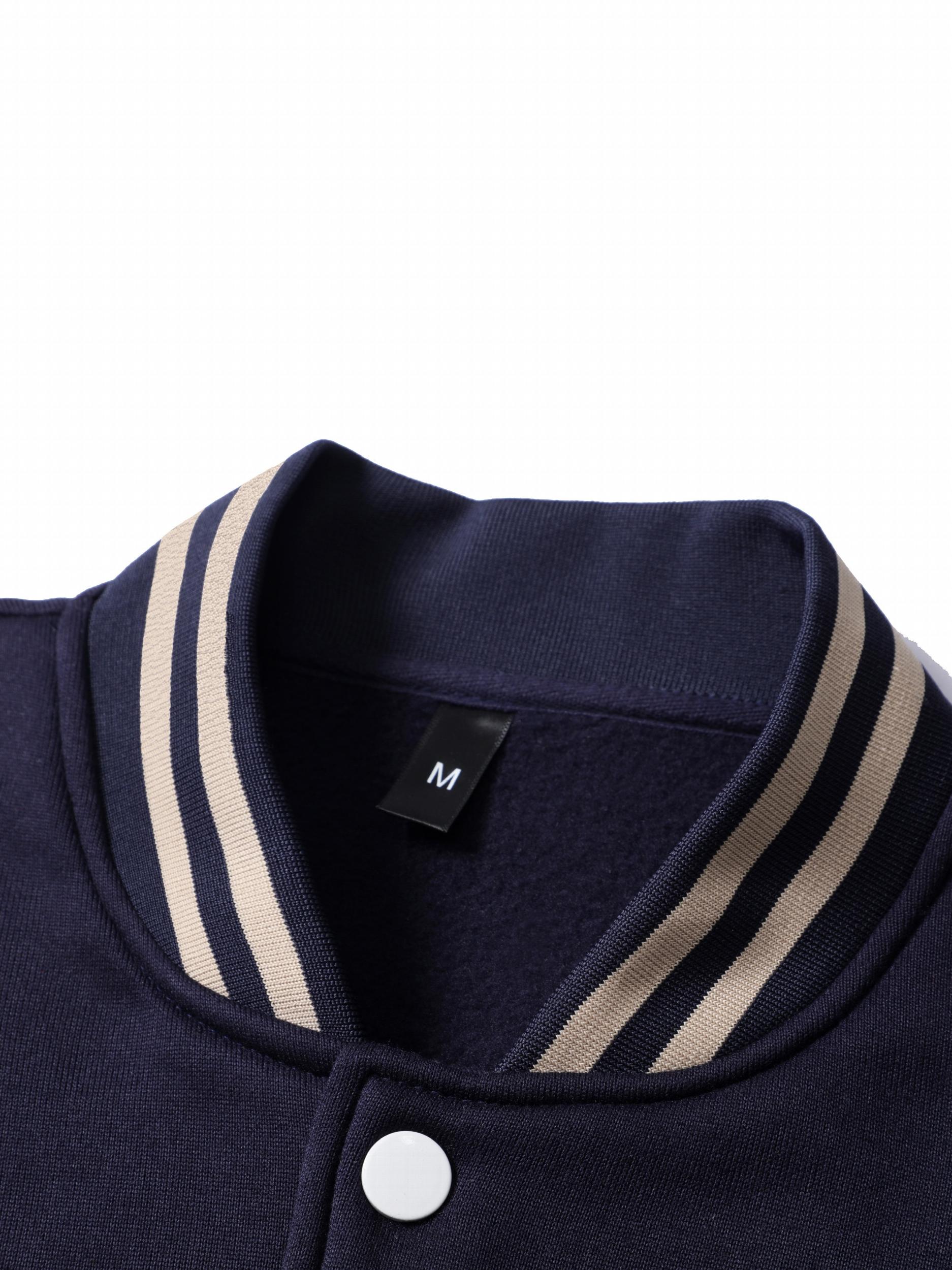 Varsity Jacket Men's Casual Button Up Jacket for Spring Fall
