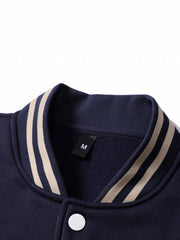Varsity Jacket Men's Casual Button Up Jacket for Spring Fall