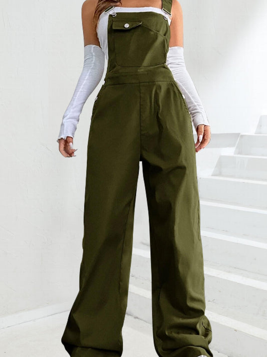 Casual Button Overall Jumpsuit Spring & Fall Women's Clothing