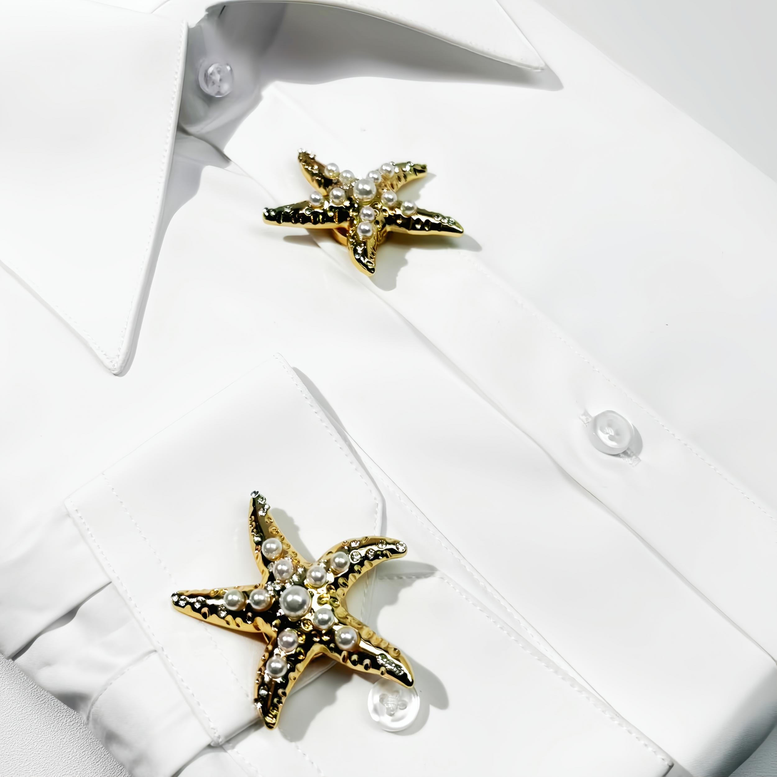 Starfish Rhinestone Decorative Buttons - Great for Men & Women's Clothing