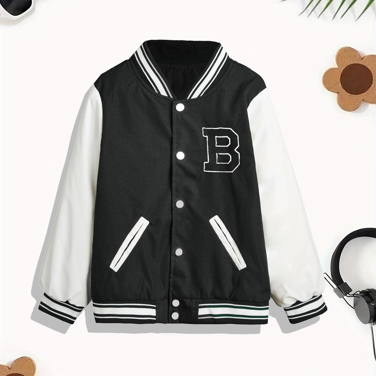 Unisex Kid's Varsity Jacket Zip Pockets for Boys & Girls