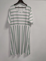  Striped Short Sleeve Midi Dress