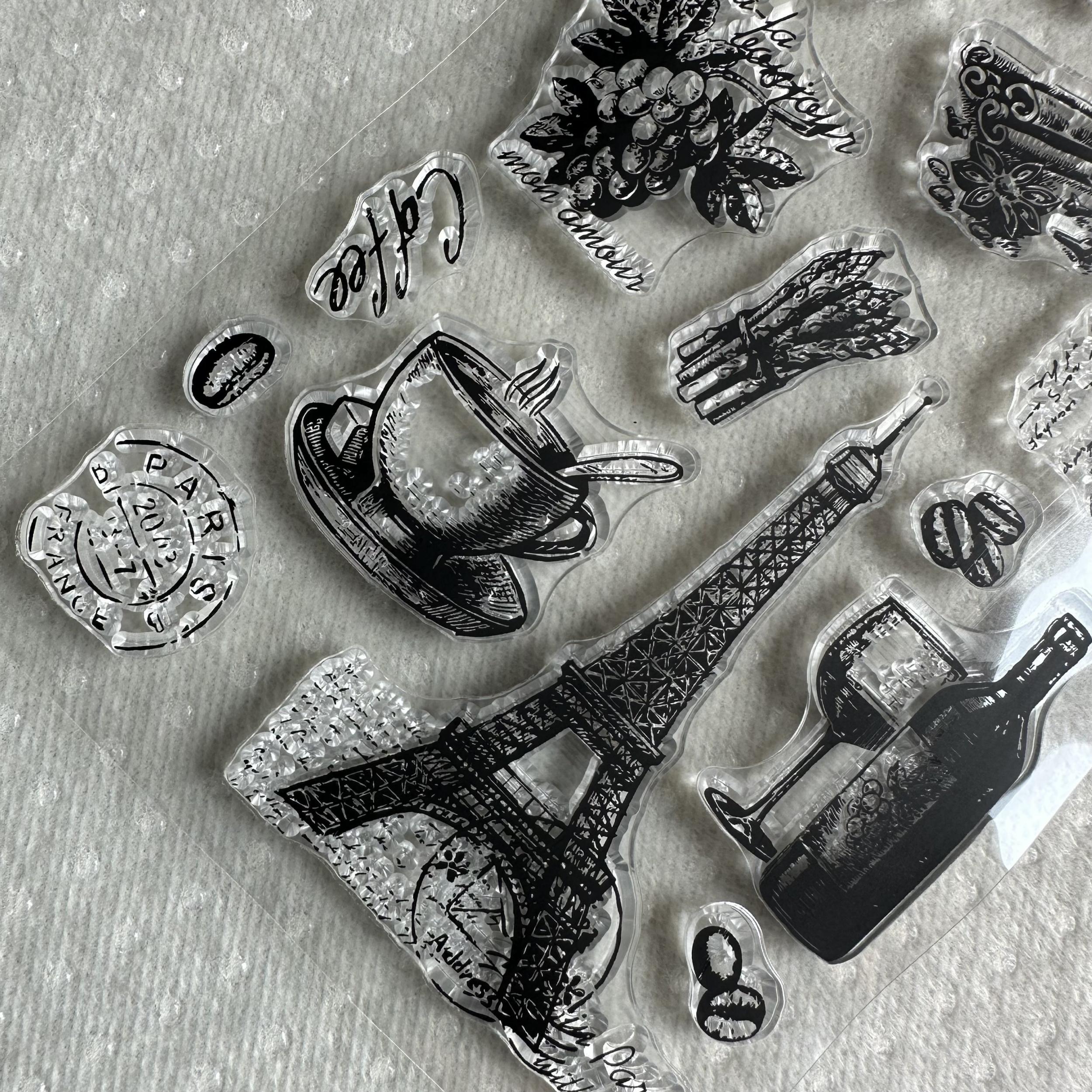 Retro Iron Tower Coffee Silicone Stamps for Card Decoration