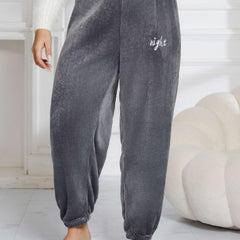 Women's Plus Size Embroidered Flannel Joggers