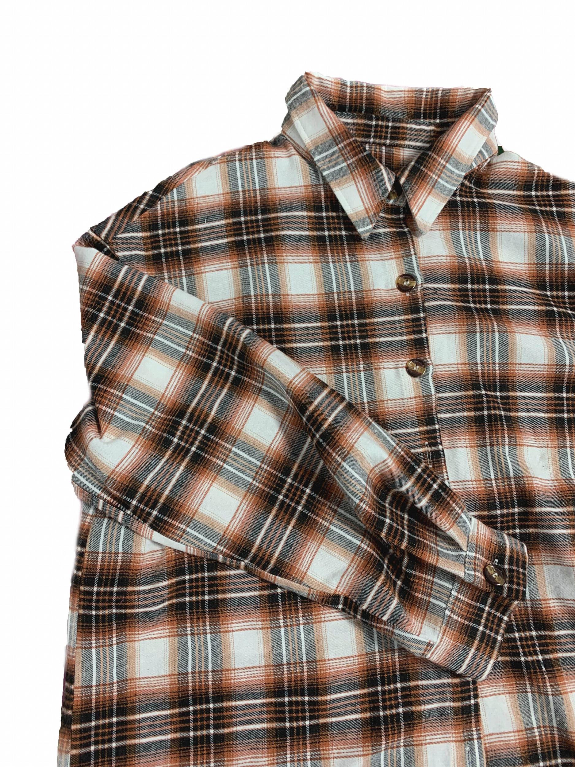  Plaid Print Button Up Long Sleeve Shacket