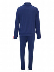 Contrast Panel Chimney Neck Sweatshirt & Sweatpants Set Plus Size