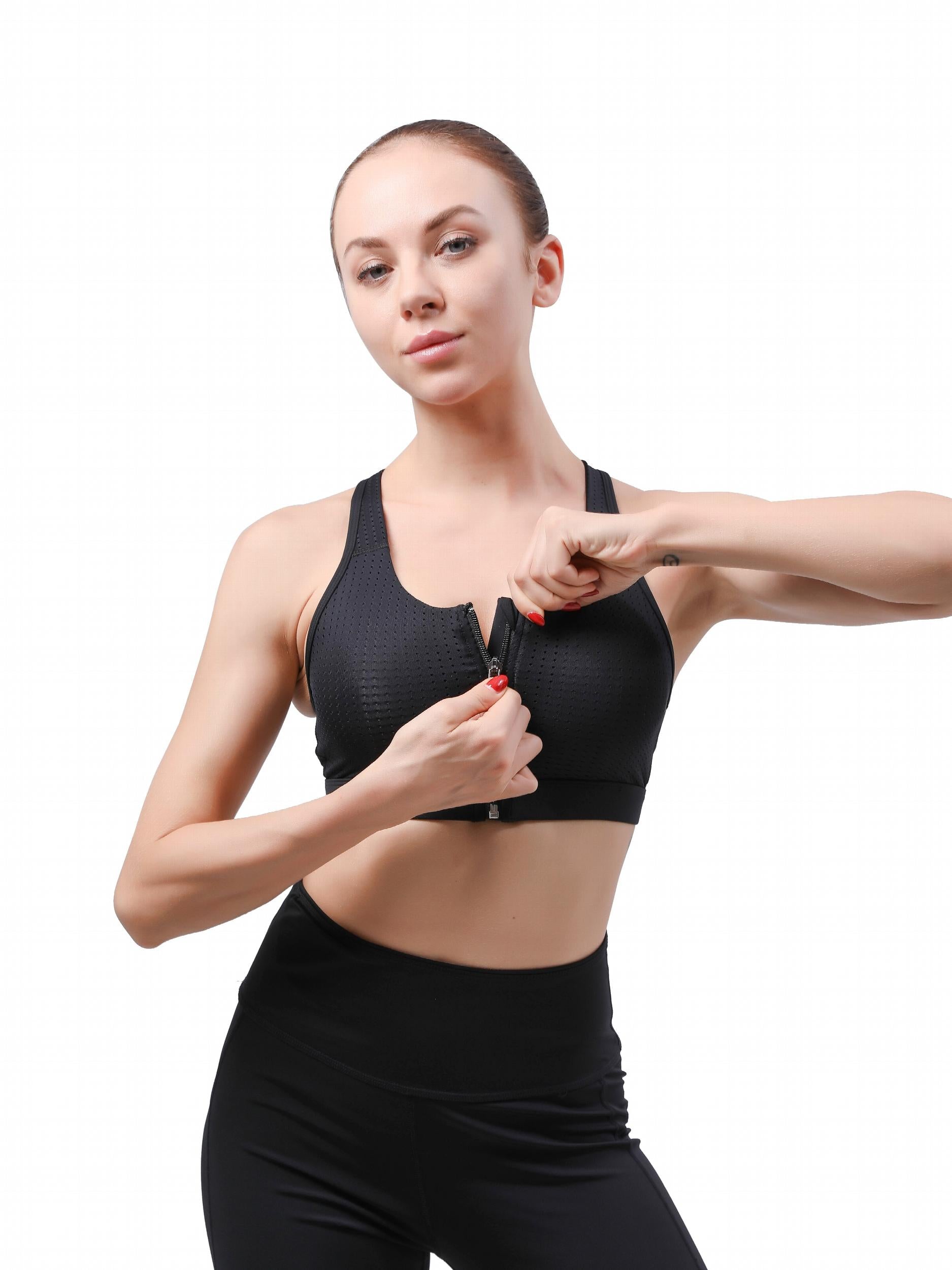 Front Zip Sports Bra for Women Workout Yoga Running Bra