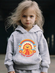 2pcs Sunset Print Outfits Girls Hoodies Jogger Pants Set