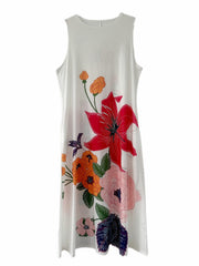  Floral Print Maxi Tank Dress with Pockets