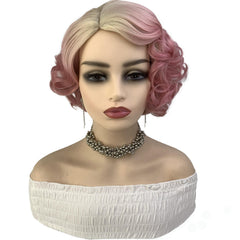 Short Blonde Curly Wig for Halloween Cosplay 20-32cm
