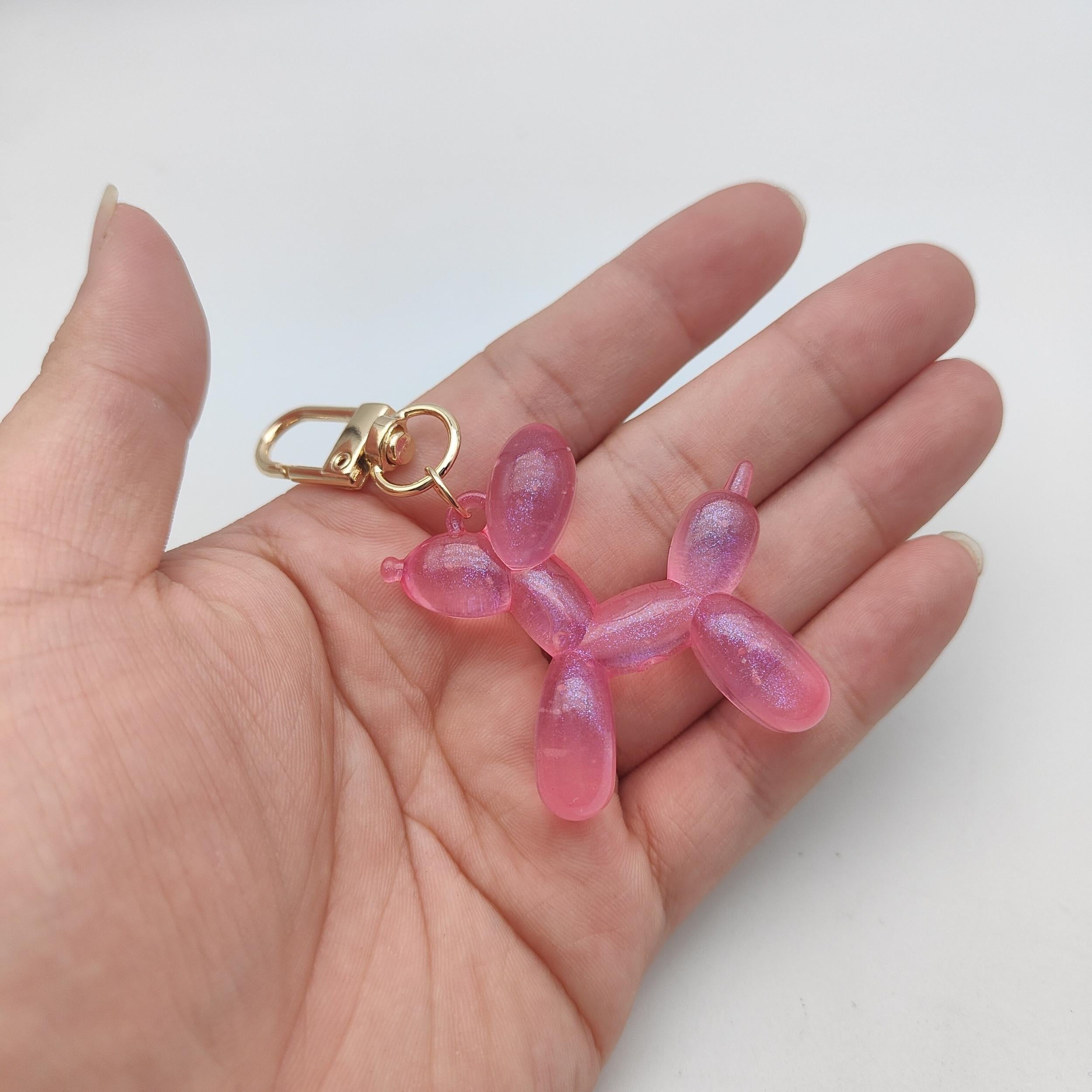 Luminous Balloon Dog Keychain Animal Key Ring Purse Bag Backpack Charm