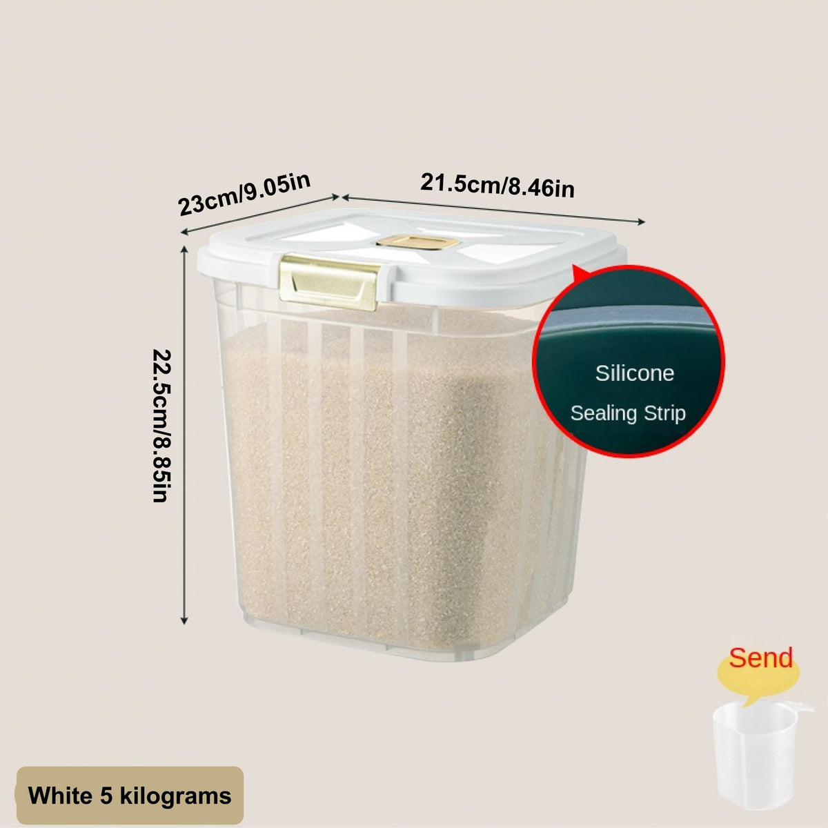 1PC Grain Storage Container Transparent Rice Bucket Pet Food Storage Box