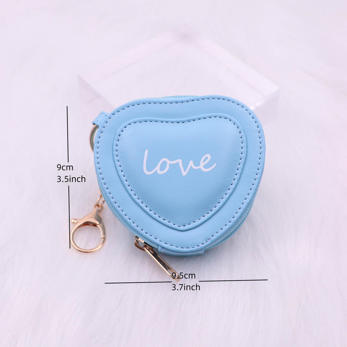 Heart Shape Letter Coin Purse Mini PU Leather Keychain