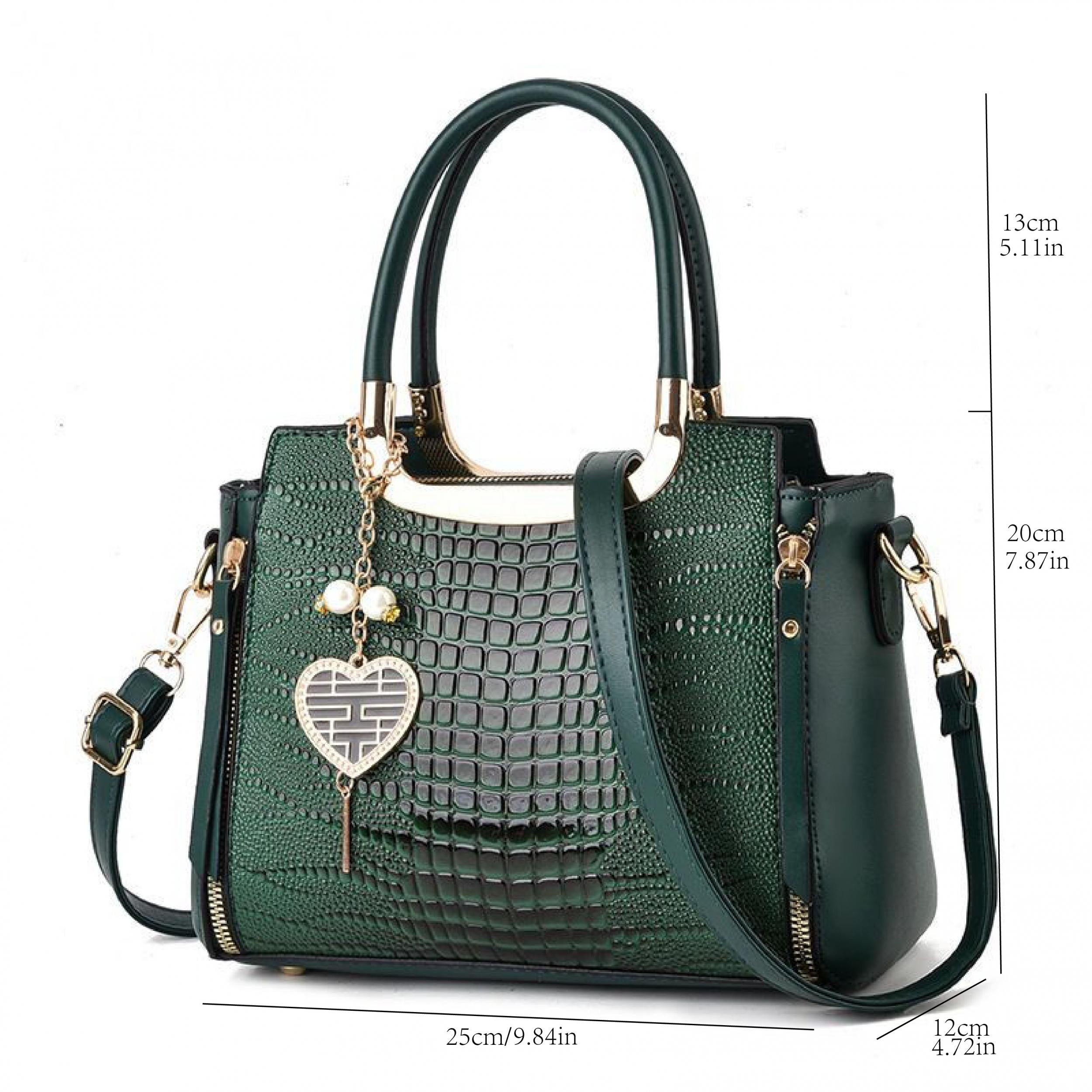 Crocodile Pattern Shoulder & Crossbody Bag