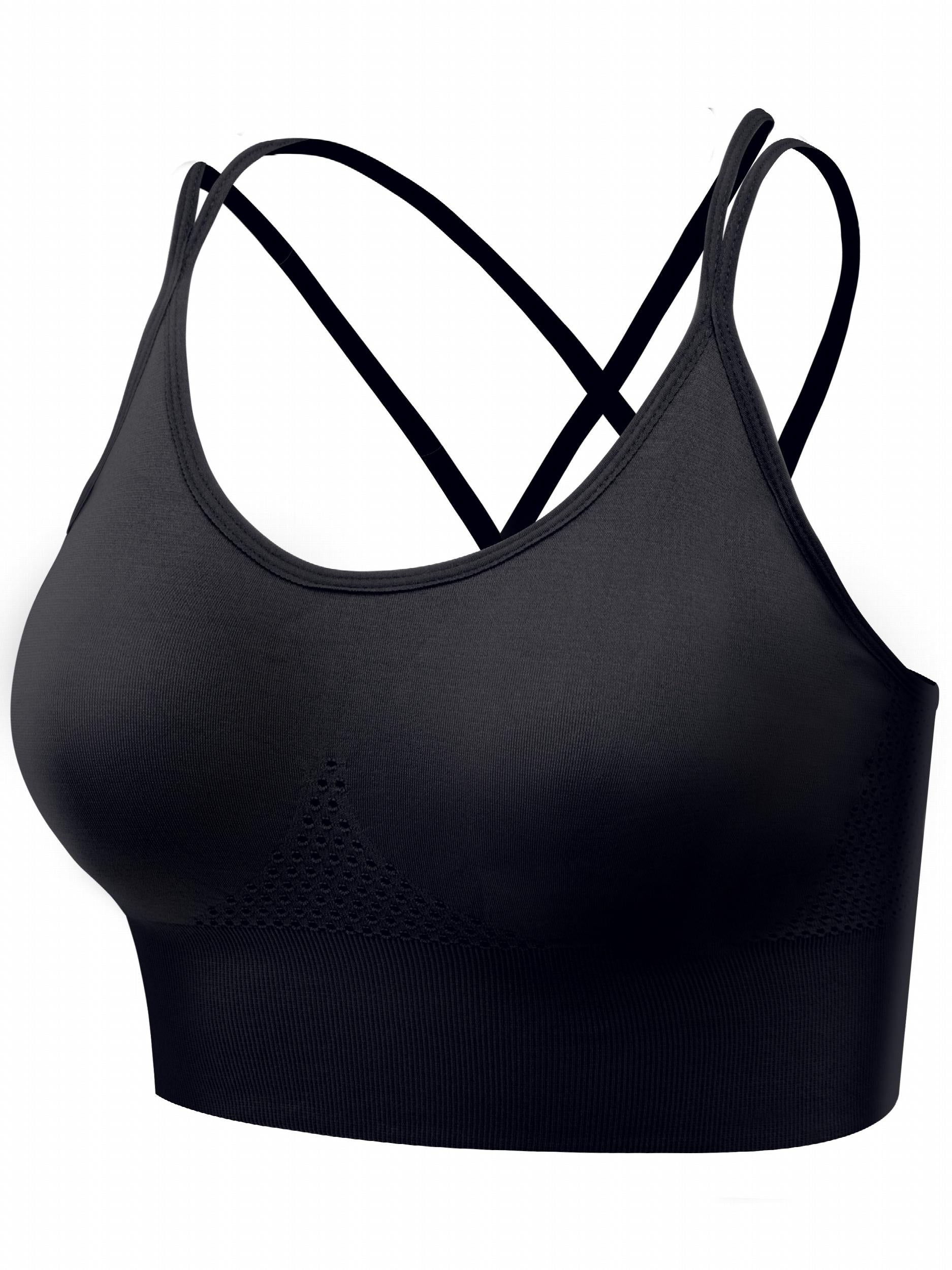 Breathable Push Up Sports Bra with Cross Shoulder Strap