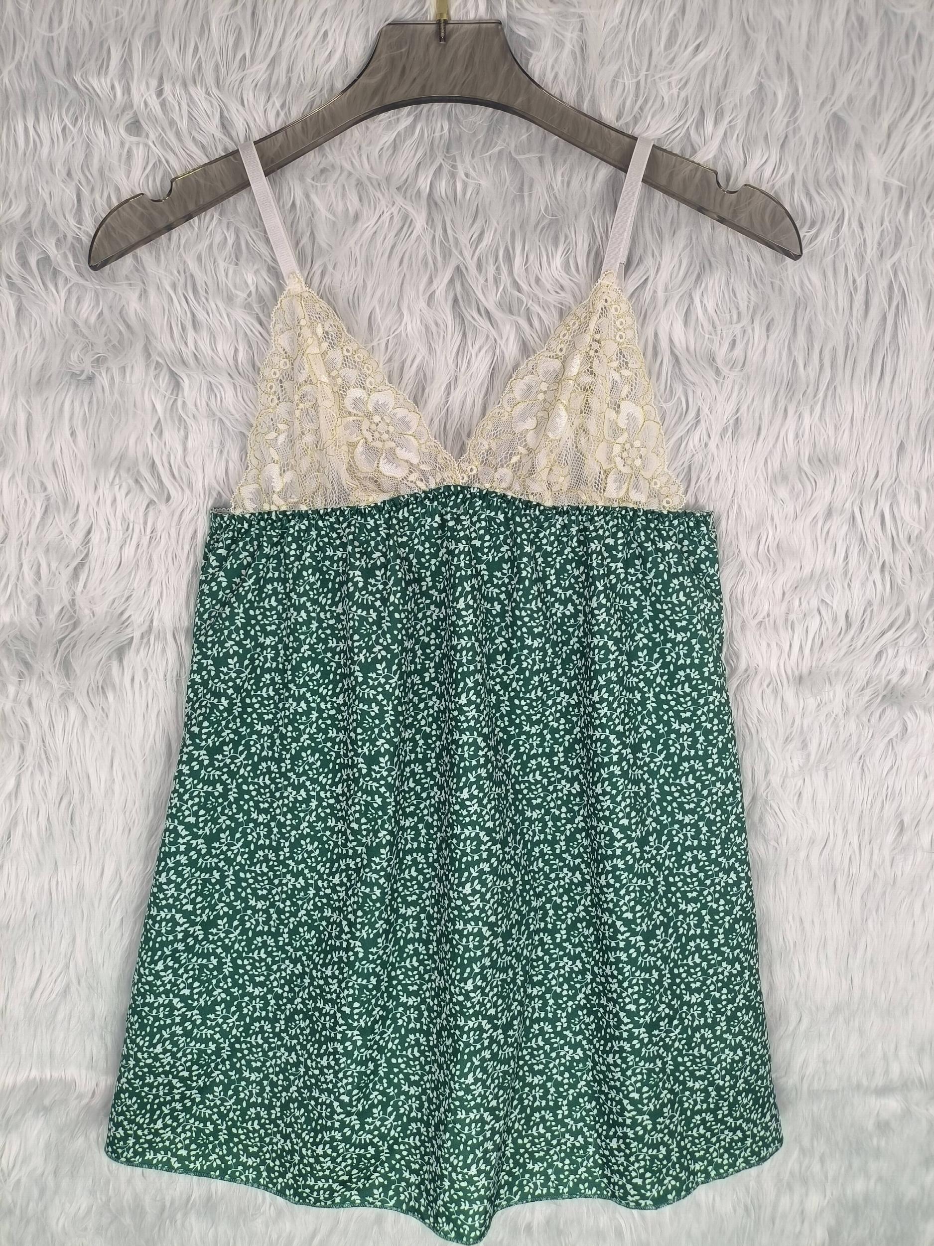 Floral Print Lace V Neck Backless Nightdress Sleepwear