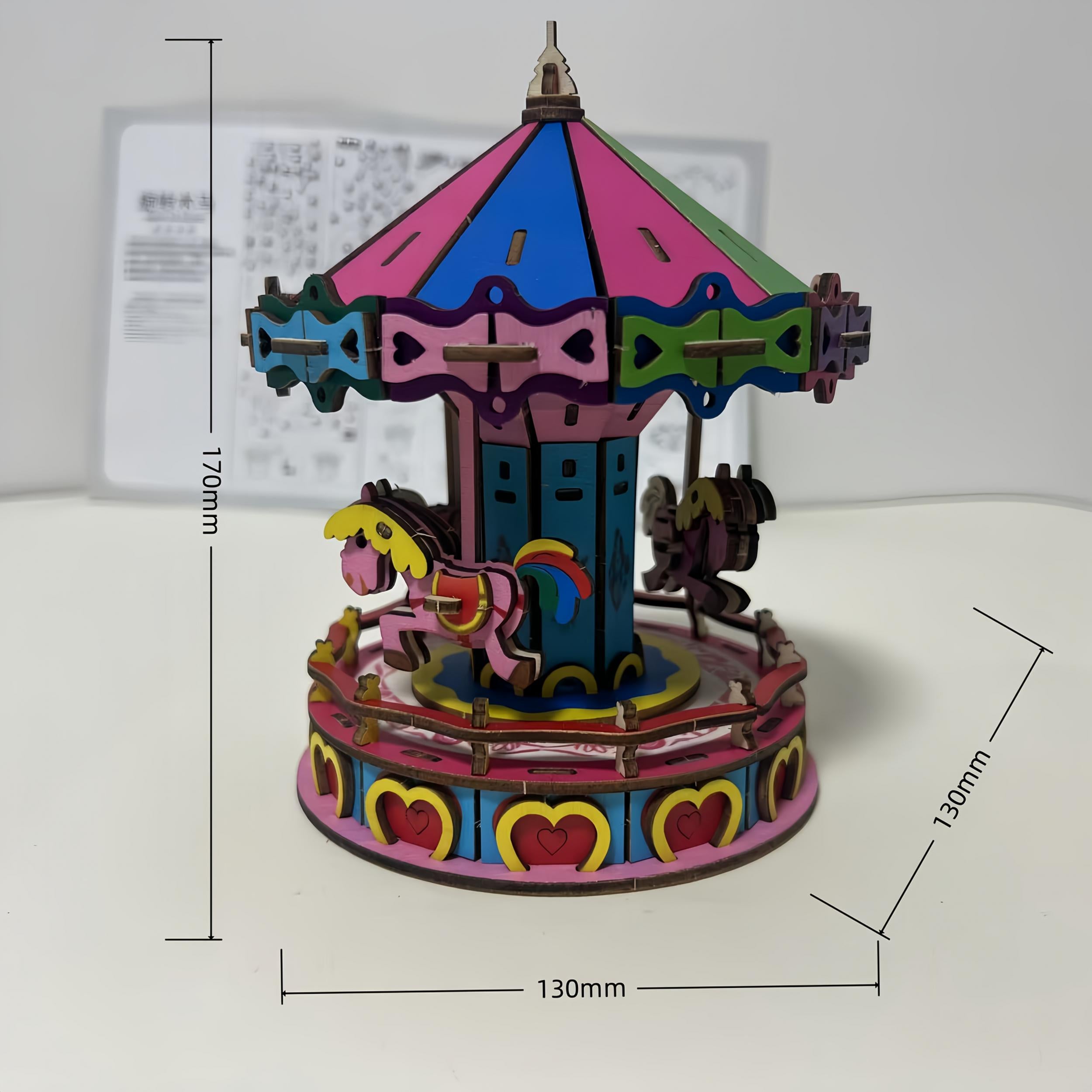 Colorful 3D Ferris Wheel Wooden Puzzle Kit 177 Small Parts Home Decor Gift