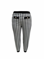  Houndstooth Print Coat & Pants 2 Piece Set