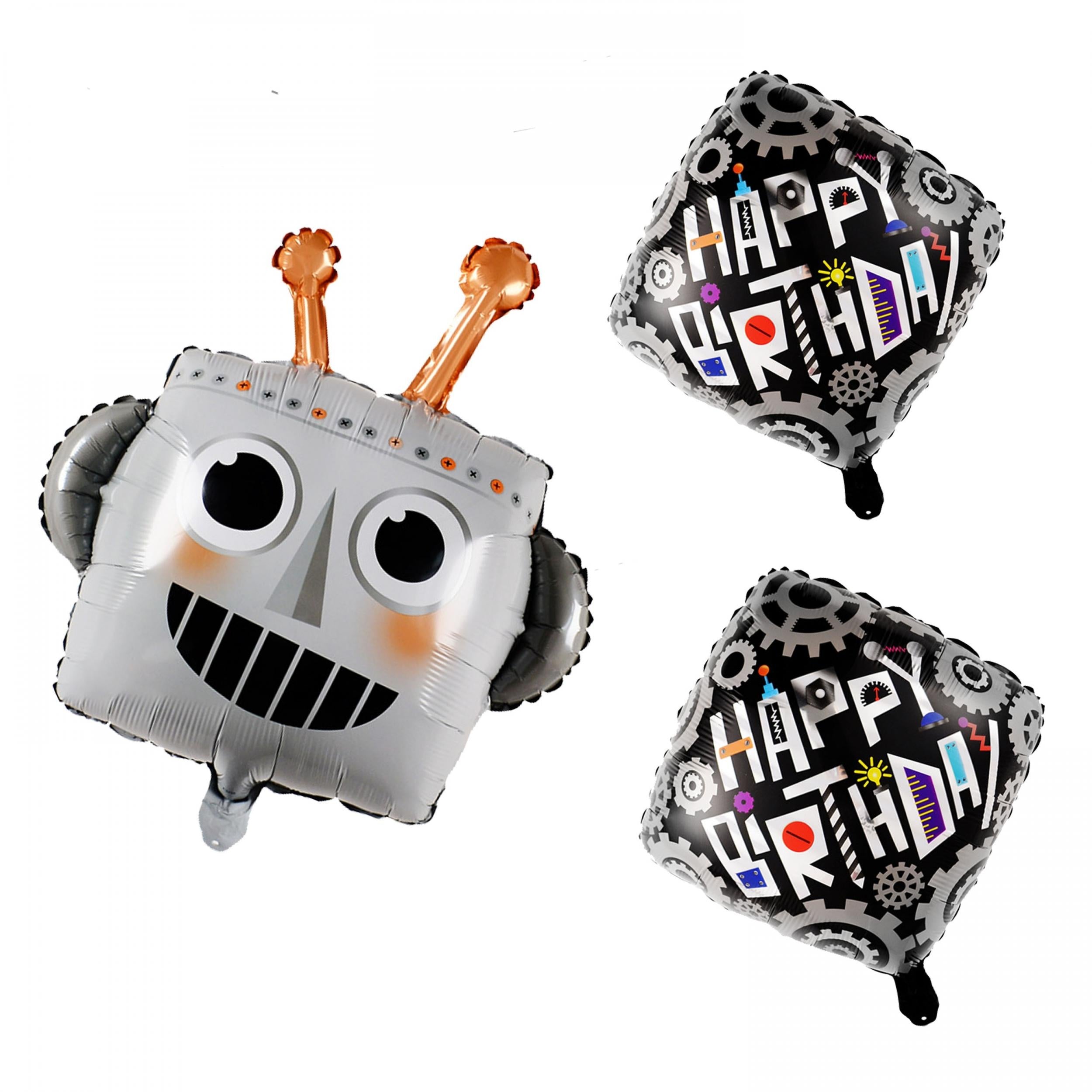3pcs Robots Reusable Balloons For Kids Birthday Party